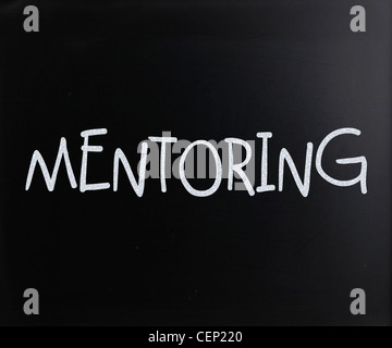 Text handwritten with white chalk on a blackboard Stock Photo