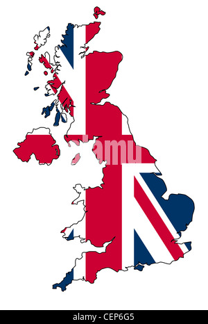 UK map with flag Stock Photo - Alamy