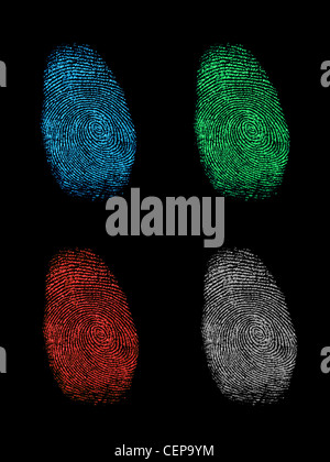 Colorful palm prints on black painted concrete wall, abstract ...