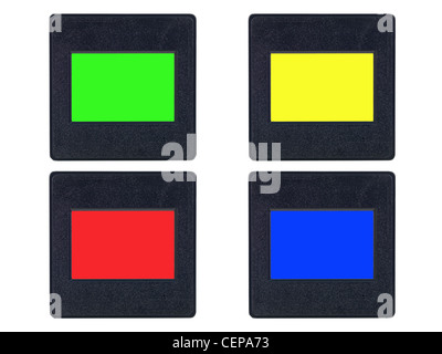 Photographic slides isolated against a white background