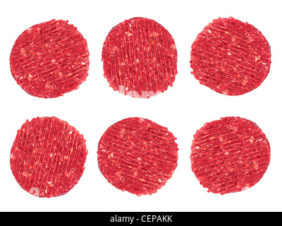 Hamburger patties isolated against a white background Stock Photo
