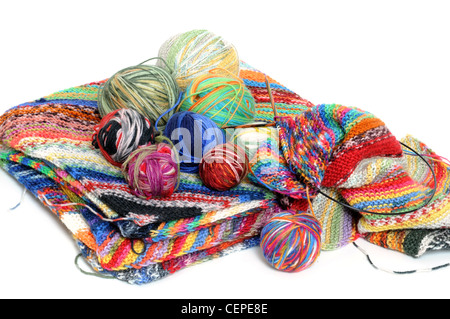Multi-colored wool ready for knitting