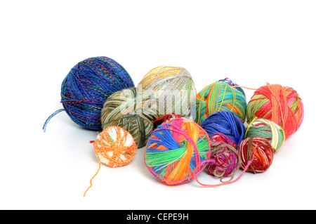 Multi-colored wool ready for knitting