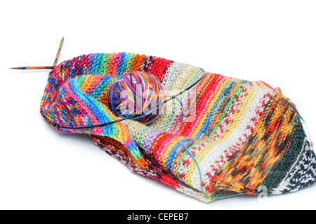 Multi-colored wool ready for knitting