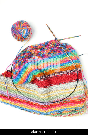 Multi-colored wool ready for knitting