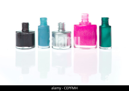 set of nail polishes isolated on white background Stock Photo