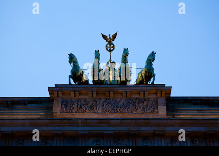 Detail of the quadriga chariot on top of Brandenburg Gate. Stock Photo