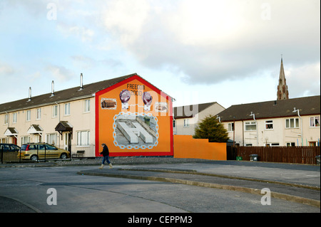 A political mural on the side of a building in Boundary Walk. Stock Photo