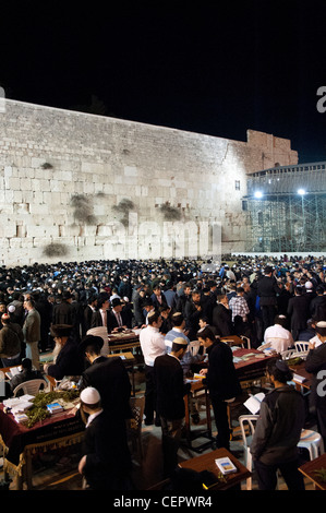 Shabbat day, Wide shot in front of the wall. Stock Photo