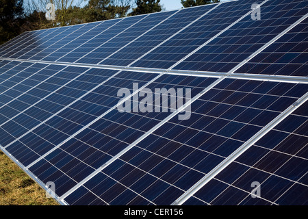 Construction new photovoltaic solar energy array system, Suffolk, England Stock Photo