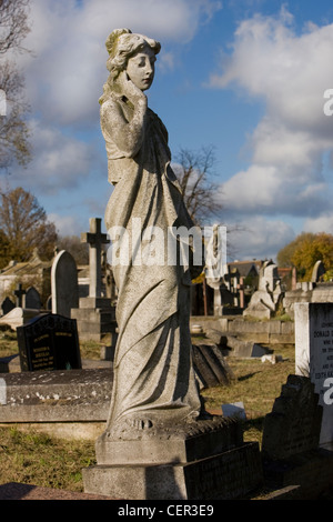 Statue in Kensal Green Cemetery, North London. Stock Photo