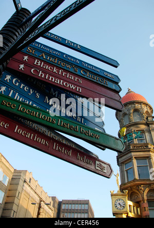 A signpost at the bottom of Northumberland Street. Stock Photo
