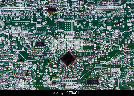 circuit board with chips and capacitors Stock Photo