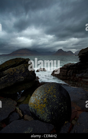 Stormy weather over the Cuillin ridge on the Isle of Skye. Stock Photo
