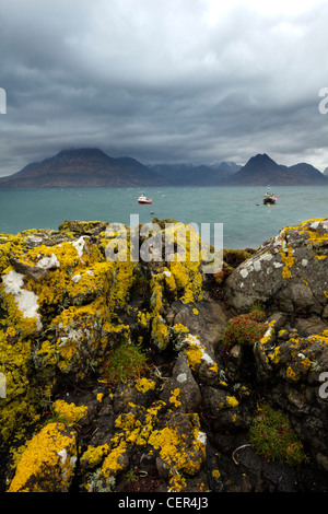 A view across Loch Scavaig towards the Cuillin Ridge from Elgol on the Isle of Skye. Stock Photo