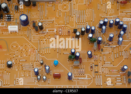 circuit board with chips and capacitors Stock Photo