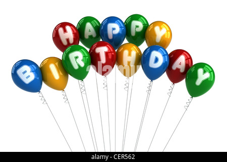 Colorful happy birthday balloons Stock Photo