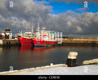 boats lying in fraserburgh harbour Stock Photo