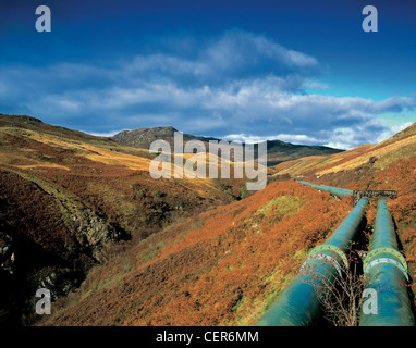 A view along a gas pipeline in rural Scotland. Stock Photo