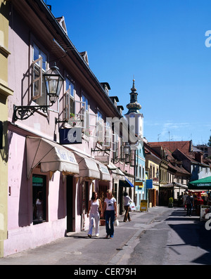 Tkalciceva, Zagreb, Croatia. Small shops on the historic street in the Upper Town Stock Photo