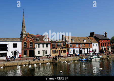 The quayside in the ancient market town of St Ives on the River Great Ouse. Stock Photo