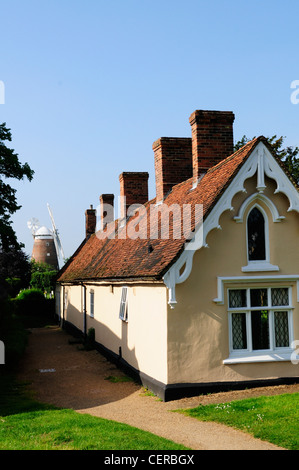 Thaxted Almshouses and Windmill (John Webb's Windmill). Stock Photo