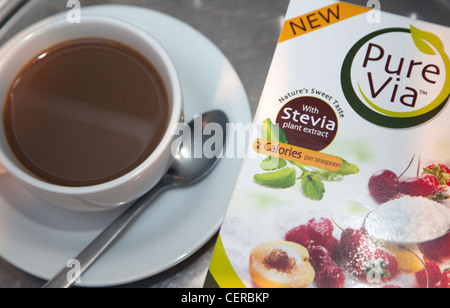 Sweetener made from Stevia plant leaf Stock Photo