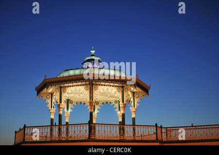 Renovated Victorian Brighton Bandstand (Birdcage) at night, Brighton seafront, East Sussex, UK Stock Photo