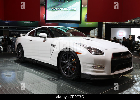white sports car nissan gtr gt-r Stock Photo - Alamy