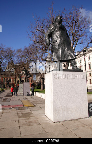 Statue of Winston Churchill Parliament Square Westminster London Stock Photo