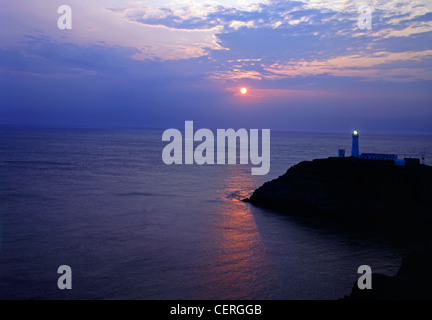Sunset over South Stack Lighthouse. Stock Photo