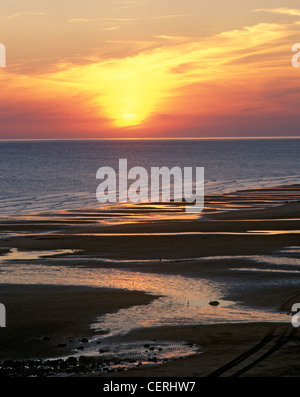 Sunset over the beach at Seascale. Stock Photo