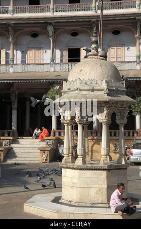 India, Gujarat, Ahmedabad, Swaminarayan Hindu Temple, Stock Photo