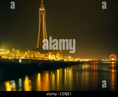 Evening light on the tower at Blackpool taken from the North pier. Stock Photo