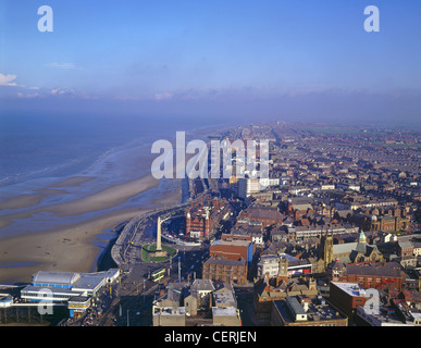 Looking north along the coast from the top of the Blackpool tower. Stock Photo