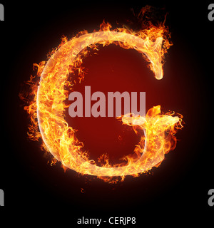 Letter G in fire. For more words, fonts and symbols see my portfolio. Stock Photo