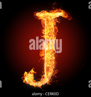 Letter J in fire. For more words, fonts and symbols see my portfolio. Stock Photo