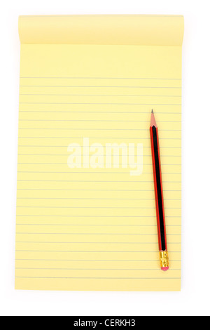Yellow note paper with white background Stock Photo