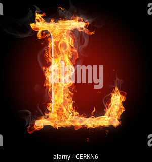 Letter L in fire. For more words, fonts and symbols see my portfolio. Stock Photo