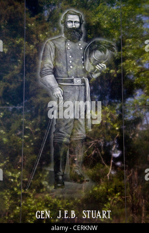 An image of Confederate Army General James Ewell Brown Jeb Stuart at Stonewall Memory Gardens Cemetery Prince William County VA Stock Photo
