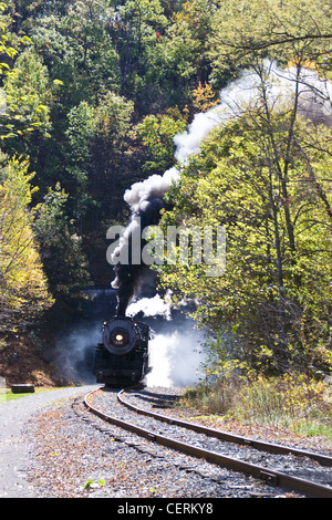 Western Maryland Scenic Railroad Baldwin 2-8-0 No 734, crossing Willis ...