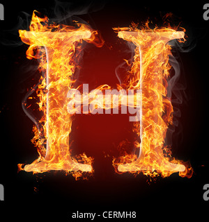 Letter H in fire. For more words, fonts and symbols see my portfolio. Stock Photo