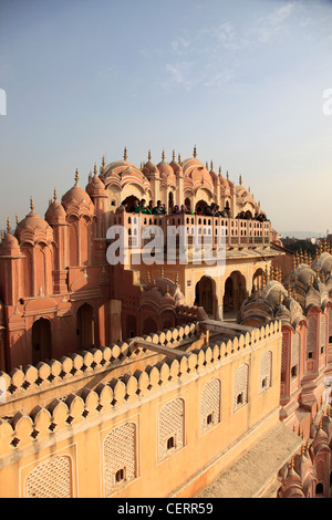 India, Rajasthan, Jaipur, Hawa Mahal, Palace of the Winds, Stock Photo