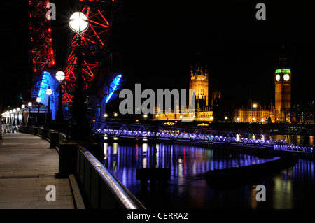 The Palace of Westminster/ House of Commons and Big Ben, viewed from the London Eye on the South Bank. Stock Photo
