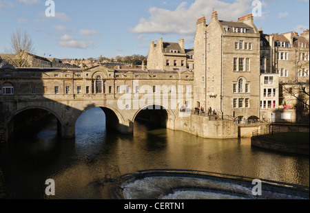 the Pulteney Bridge crossing the River Avon in Bath is considered to be one of the most beautiful Palladian bridges in the world Stock Photo