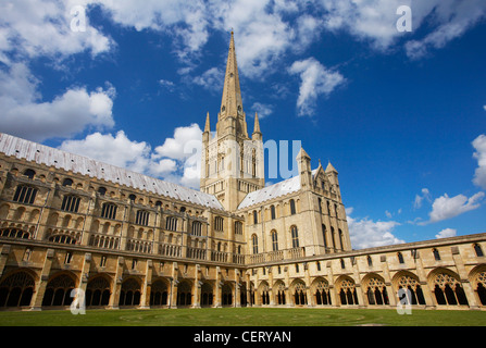 Norwich Cathedral on a bright summer day. Stock Photo