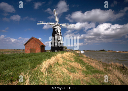 Berney Arms Windmill in the Norfolk Broads National Park. Stock Photo