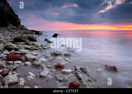 Hunstanton beach at sunset on the North Norfolk Coast. Stock Photo