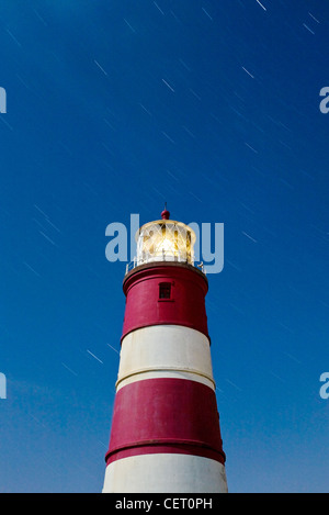 Happisburgh Lighthouse at night on the Norfolk Coast. Stock Photo