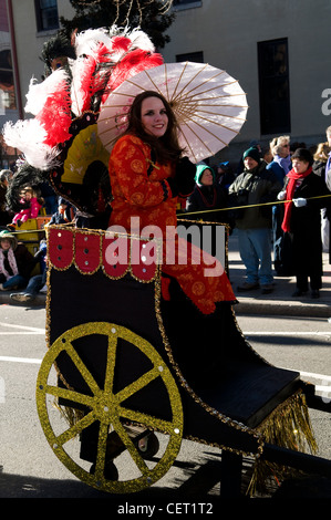 The colorful Mummers parade in Philadelphia. Stock Photo